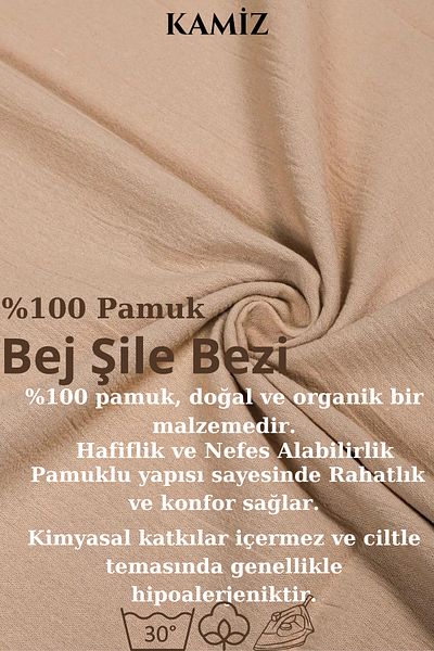 KAMİZ Μπεζ ύφασμα Şile Οργανικό Ύφασμα-100% Βαμβάκι Şile Ύφασμα