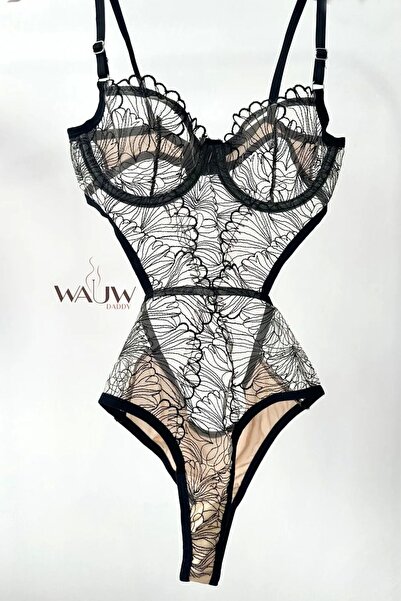 Wauw Daddy Blair Balenli Siyah Bodysuit