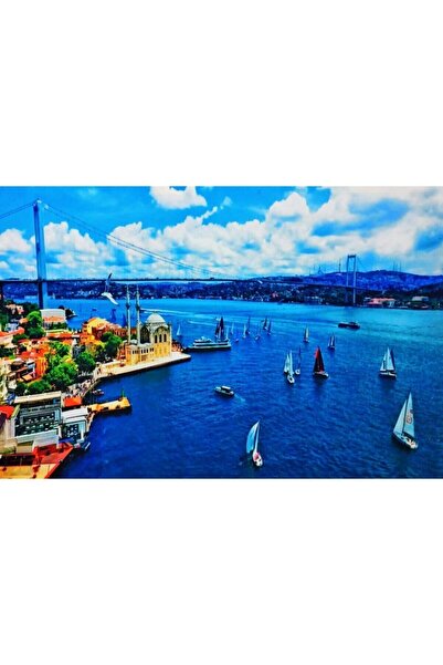 Haki Alışveriş Dünyası Kanvas Tablo Ortaköy Camii Led Işıklı 90x60 Cm Duvar L...