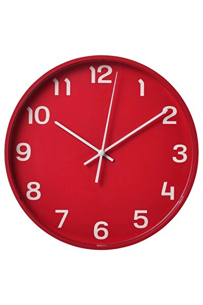 IKEA Pluttis Sessiz Çalışan Dekoratif Duvar Saati 28 Cm Kırmızı