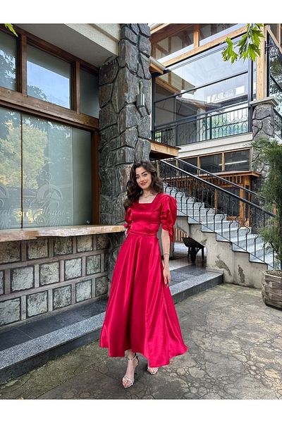 BEYZATURAN Red Satin Dream Dress