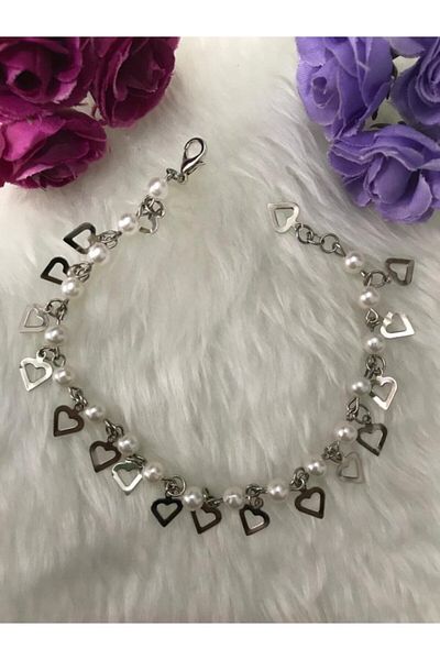 Beykan Women's White Silver Gray Anklet