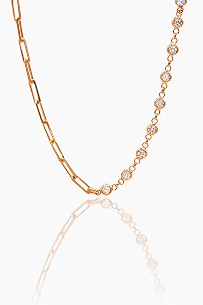 Jewel by Aila Koi Yarı Ataç Yarı Zirkon Taşlı Rose Gold Kaplama Gümüş Kadın Z...