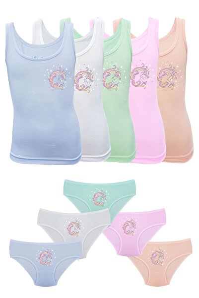 Onurel Σετ 5 τεμαχίων εμπριμέ Lycra για κορίτσια με φαρδύ λουράκι παιδικό εσώρουχο