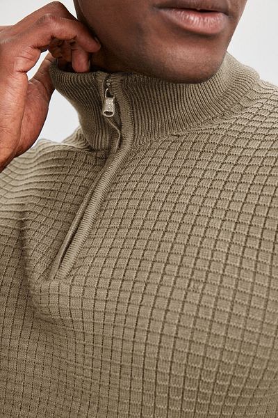 Trendyol Collection Pulover tricotaj slim cu jumătate de gât în formă de bej - TMNAW20KZ1305