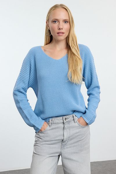 Trendyol Collection Pulover de tricotaj albastru cu potrivire largă - TWOAW25KZ00348