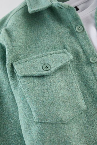 Edit by Trendyol Mintfarbenes, regulär sitzendes Holzfäller-Winter-Herrenhemd mit Taschen TEDAW25GO00009