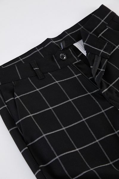 Edit by Trendyol Černé Slim Fit kostkované tkané pánské látkové kalhoty Tedaw25Pl00006