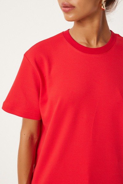 Happiness İstanbul Piros női póló - nyakú, 100% pamut, FN03265