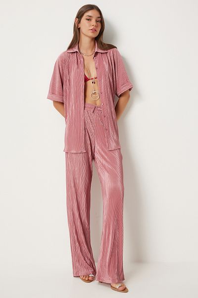 Happiness İstanbul Powder Color Women's Shirt and Trousers Set - FN03218