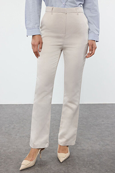 Trendyol Collection Beige Woven Straight Trousers - Twoaw25Pl00063