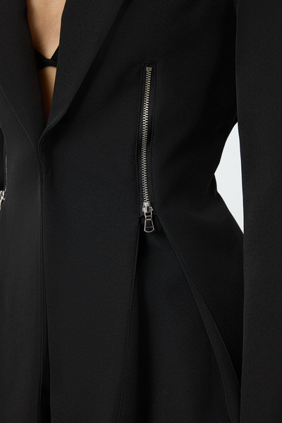 Trendyol Collection Czarna, tkana marynarka z zamkiem błyskawicznym Twoaw25Bc00010