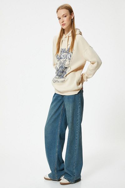 Koton Φούτερ με μακρυμάνικο Oversize Hooded - Σλόγκαν με στάμπα