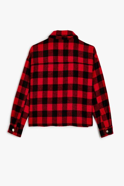 Koton Long Sleeve Crop Shirt Jacket - Pocket Detailed