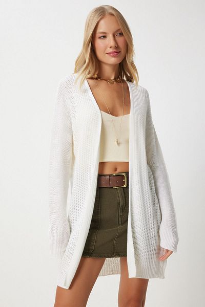Happiness İstanbul Dámský Ecru Thessaloniki Knit Basic Knitwear Cardigan YG00095