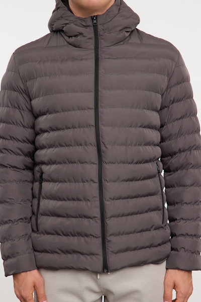 Trendyol Collection Anthracite Hooded Regular Fit Winter Jacket - Tmnaw25Mo00028