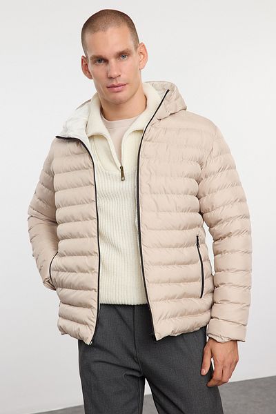 Trendyol Collection Stone Regular Fit Wintermantel mit Kapuze TMNAW25MO00028
