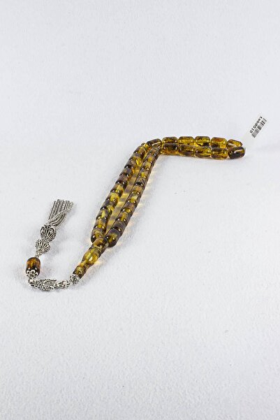 Tesbih Kardeşliği Fosilli Damla Kehribar Kapsül Kesim Tesbih