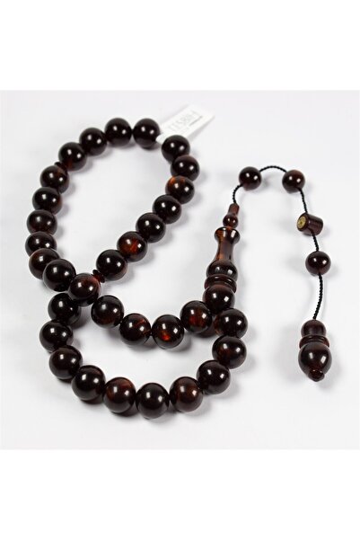 Tesbih Kardeşliği Mesut Elma Usta Işçilikli Imzalı Simli Sıkma Kehribar Tesbih