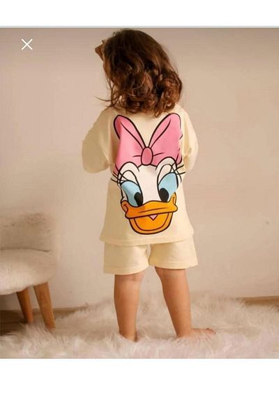 Soody Kids Alk Girl Duck Patterned T-shirt and Shorts Set
