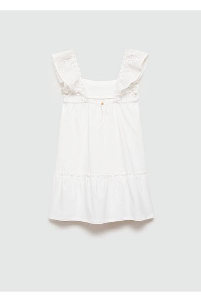MANGO Kids Κεντητό φόρεμα με βολάν