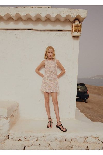 MANGO Kids Jumpsuit mit Palmenmuster