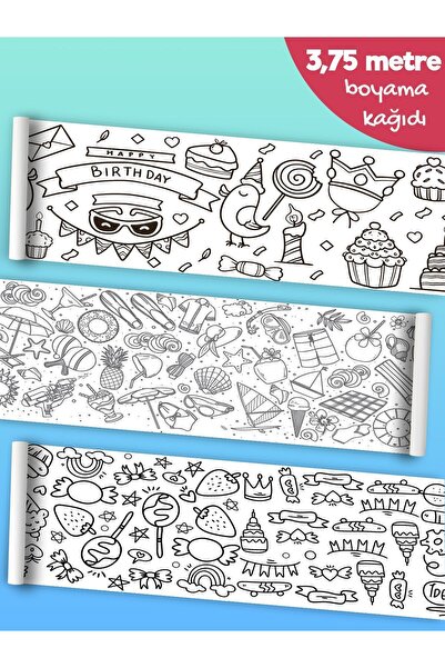 esatoys Bebek ve Çocuk için 3,75 Metre Rulo Boyama Kağıdı