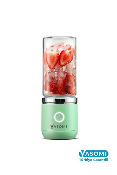 Genel Markalar Taşınabilir Kablosuz Şarjlı Cam Smoothie El Blenderi Yeşil ( T...