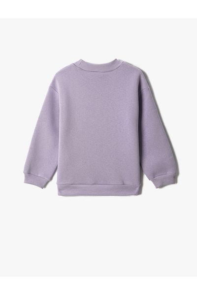 Koton Sweatshirt mit Katzenmuster, langärmlig, gerippter Rundhalsausschnitt