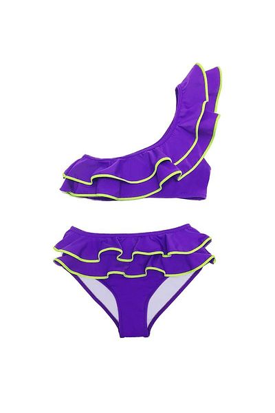 LOOK ME Σετ μπικίνι για κορίτσια Nessi Byrd 50uv - Μονό βολάν ώμου και λεπτομέρεια Piping