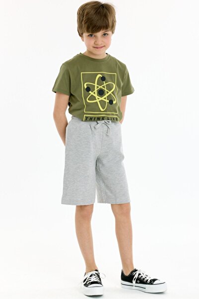 Kyron %100 Pamuk Cepli Erkek Çocuk Şort - Gri