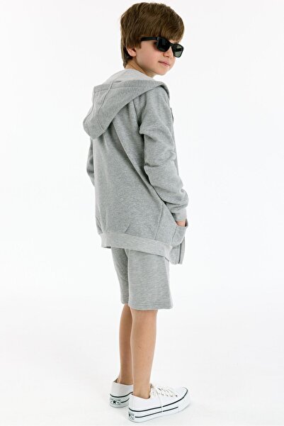 Kyron Φούτερ για αγόρι με κουκούλα 100% βαμβακερό - Γκρι