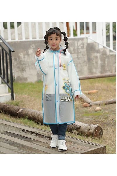 MAİN SHOP Children's Raincoat and Windbreaker with Hooded Bag and Compartment Figured Pink (Size L - 7-8 Years) M-2672