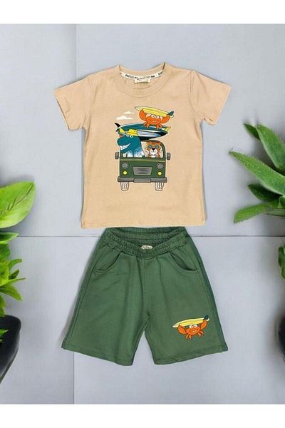 Zekids Set pantaloni scurți cu imprimeu animal pentru băiat