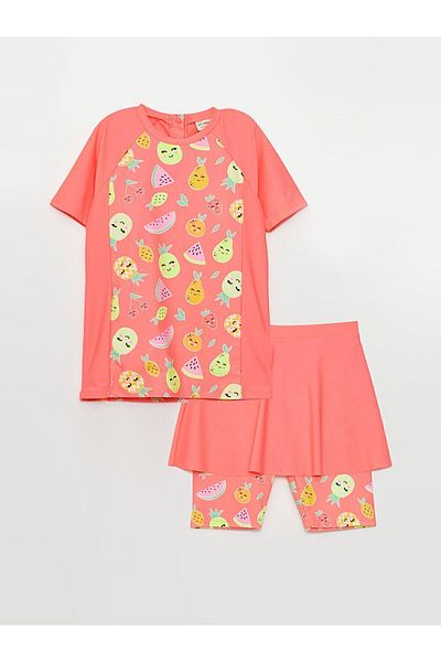 LC Waikiki Crew Neck Girl's Swimsuit And Tights
