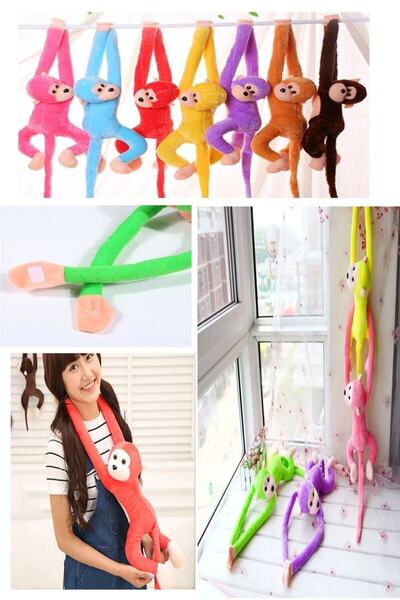 Çağrı Boyuna Sarılan Peluş Maymun Asılabilen Pelüş Maymun Uyku Arkadaşı 6 Renk Sarı