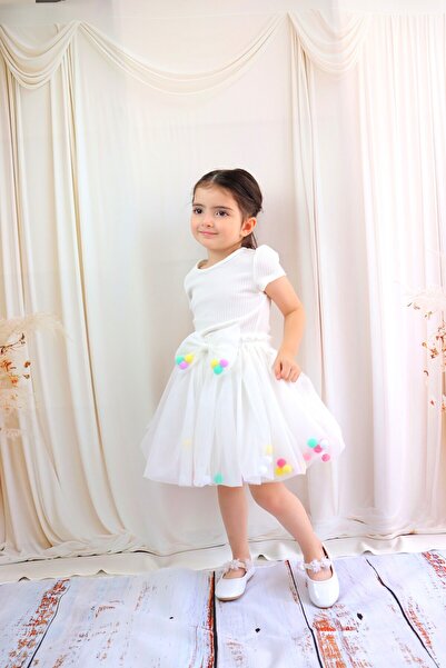 GÜL Baby Tutu Skirt for Girl - Pompom and Straight Cut