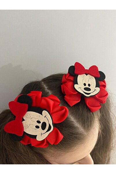 Stil Tasarım Toka Minnie Mouse Kırmızı 2 li toka