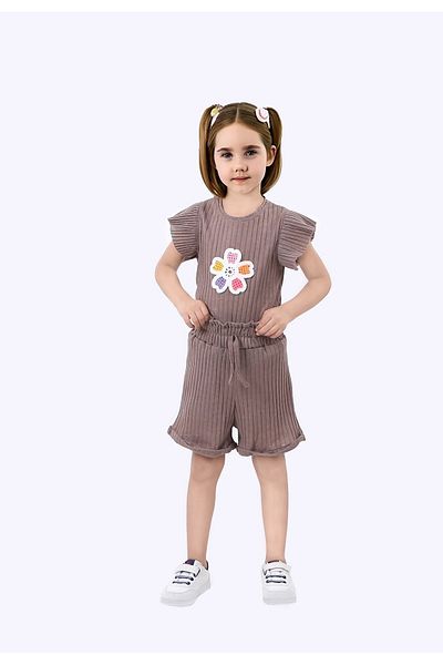 Kamex Daisy Embroidered Children's Set Dark Brown