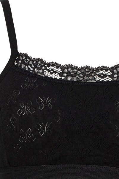 FSM1453 Girl's Cotton Transfer Ribbed Lace Half Undershirt -7007