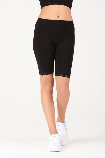 FSM1453 Girl's Cotton Bicycle Length Above Knee Lace Lycra Tights -8056