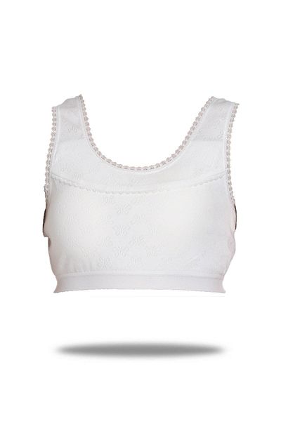 FSM1453 Lycra Cotton Undershirt for Girl - Half White, Rope Strap, Sports Player - 7017