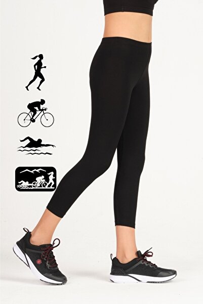 FSM1453 Girl's Athlete Capri Length Black Slim Fit Tights - 8028