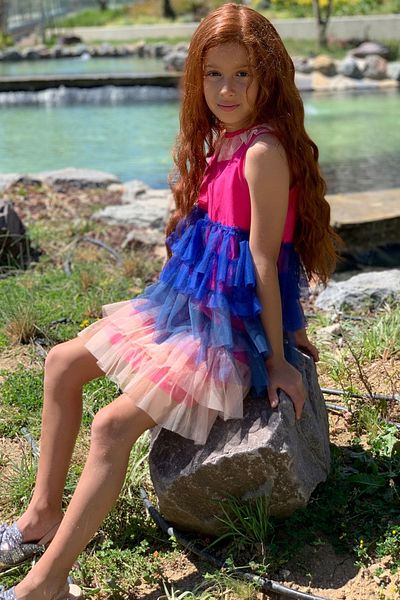 Colorinas Rochie tutu pentru fetiță, fără mâneci, cu volane