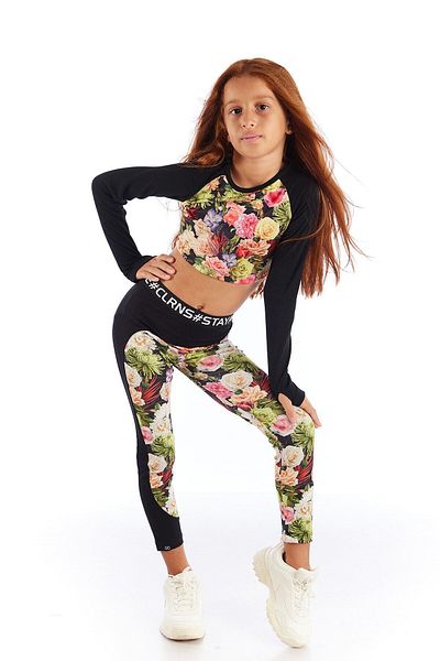 Colorinas Hanorac de fată cu mânecă lungă cu model de flori Tori