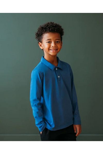 TAMPAP Uniforma școlară - Tricou unisex cu mânecă lungă, cu gât polo Lakos