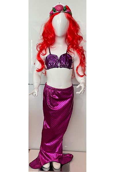 KorSeZen Purple - Pink Girl's Ariel Mermaid Bikini - Pareo Set, 2-Piece Costume