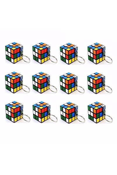 Bibizde 12 Adet Mini Rubik Zeka Küpü (sabır Küpü) 3x3 Anahtarlık