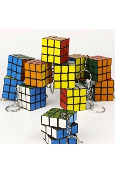 Bibizde 12 Adet Mini Rubik Zeka Küpü (sabır Küpü) 3x3 Anahtarlık