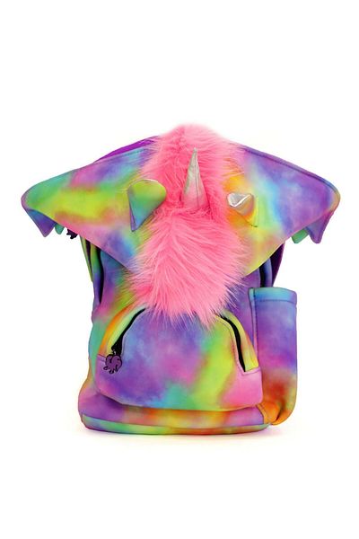 Deriderim Unicorn Pattern Detachable Hood Colorful Water Bottle Compartment Lightweight Pocket Children's Small School Backpack